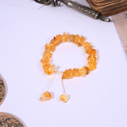 Natural Raw Citrine ( Soft Stone ) Hand made Bracelet with Snake Knot