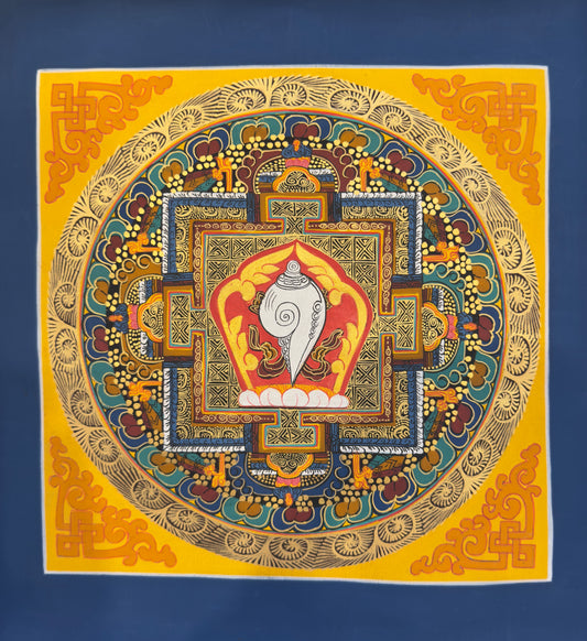 Handcrafted Thangka Painting - Gol Mandala, 10" X 10"