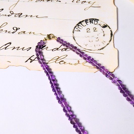 Amethyst Necklace with sterling silver lock, Origin of stone : Africa